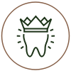 Tooth with crown icon representing dental care and orthodontic services
