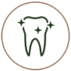 Tooth icon with sparkles indicating dental care and cleanliness for Sierra Dental & Orthodontics.