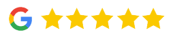 Google logo with five gold stars indicating a perfect five-star rating for Sierra Dental & Orthodontics.
