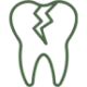 Cracked tooth icon representing dental damage and restorative treatment services.